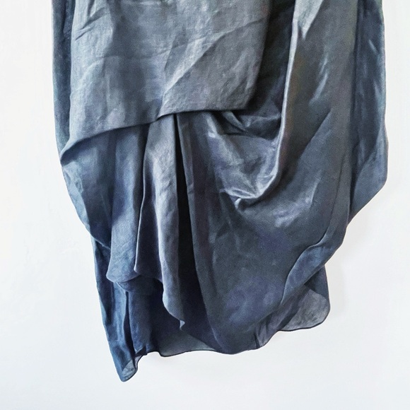 Morgane Le Fay Asymmetric Linen & Silk Black Dress Size Medium EUC - Picture 4 of 6